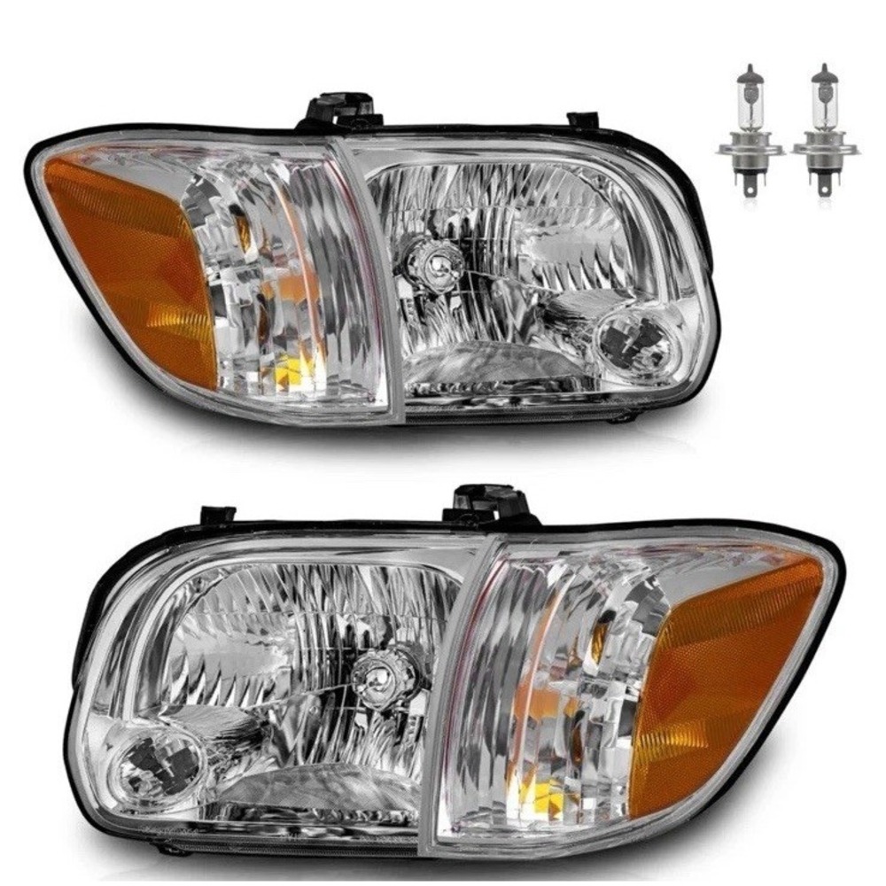 Toyota Tundra 2005-2006 Headlights Pair Fits 2005-2007 Sequoia Chrome, w/ Bulbs